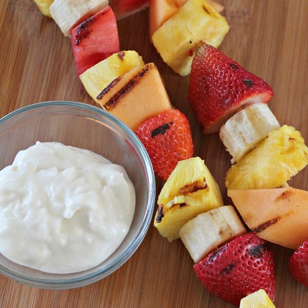 Grilled Fruit Kabobs with Coconut Honey Dip