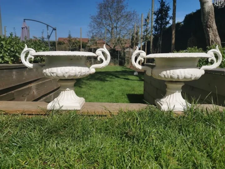set of antique garden urns