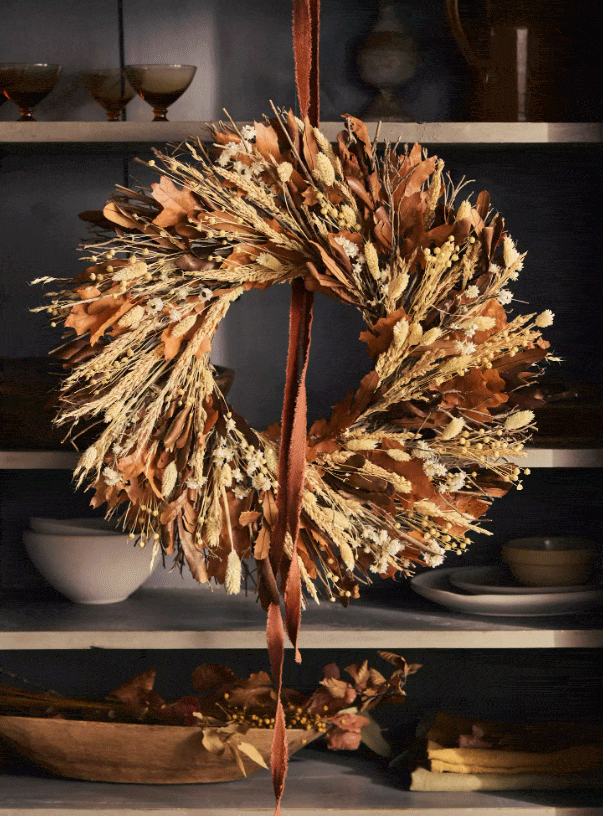 natural dried and preserved maple wreath