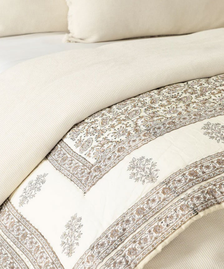 neutral patterned bedding