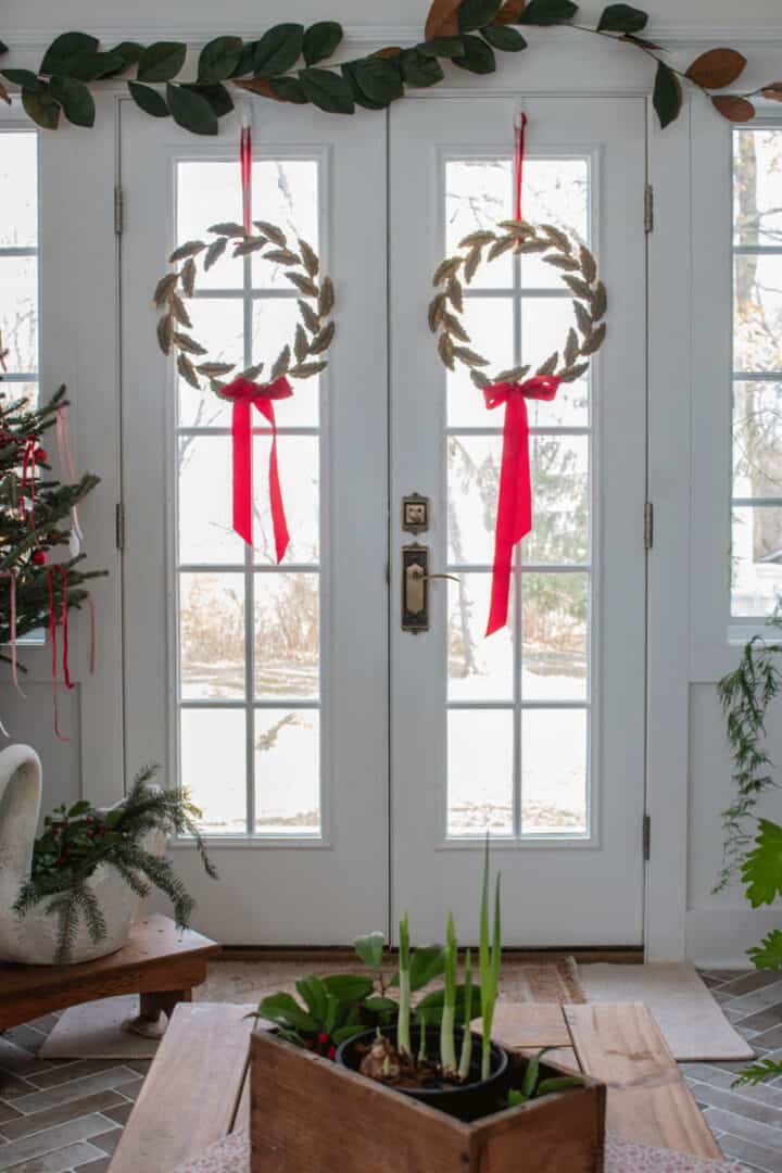 sunroom-french-doors-decorated-for-Christmas