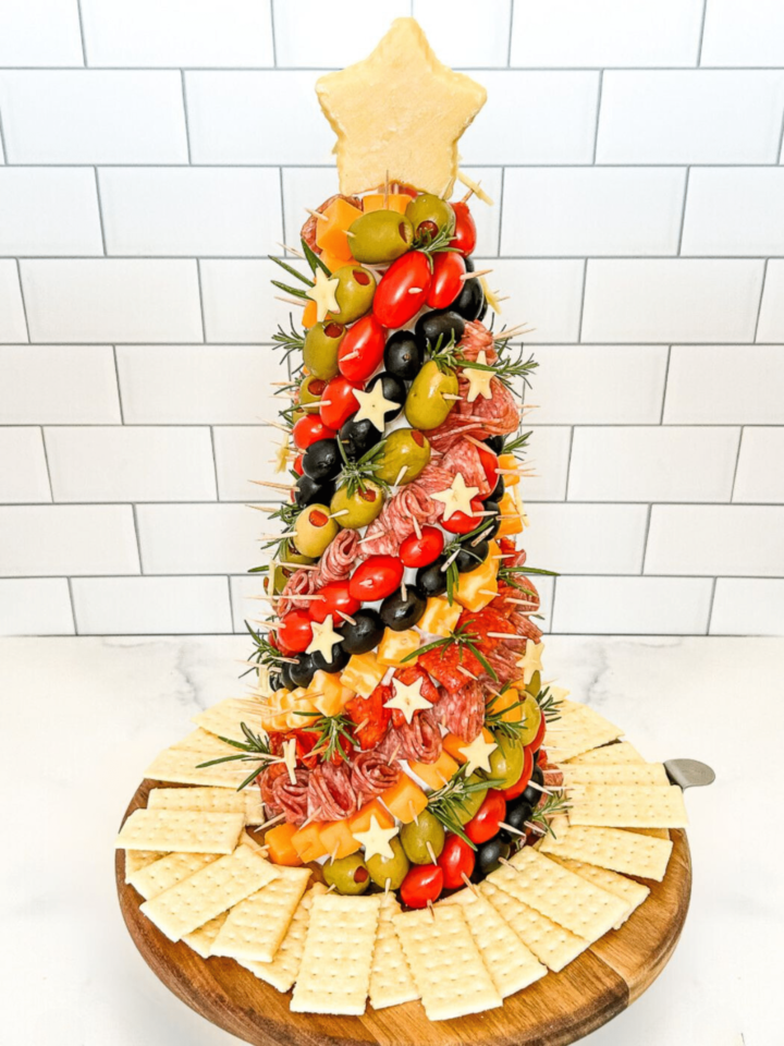 Christmas cheese tower
