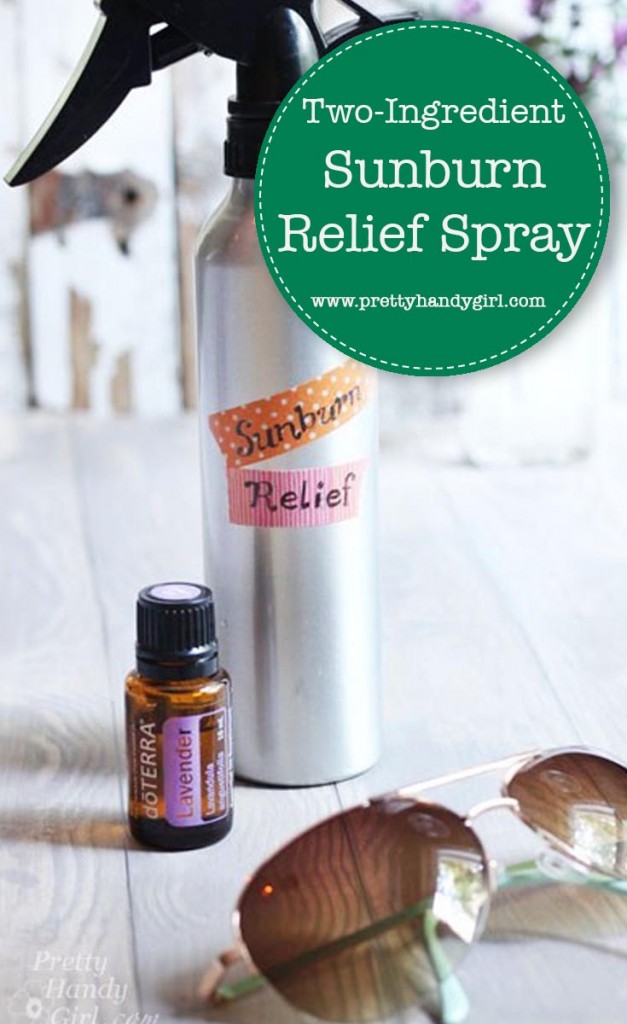 2 ingredient sunburn relief spray bottle on counter